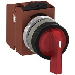 ABB MMS2ILAACRSP402 Selector Switch Kit Red 230VAC 2Position 2NC Illuminated Screw Maintained Long Handle Metal