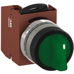 ABB MMS2ISAACGFP410 Selector Switch Kit Green 230VAC 2Position 1NO Illuminated Faston Maintained Short Handle