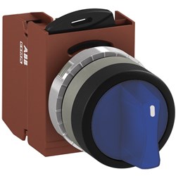 ABB MMS2ISAACLFP110 Selector Switch Kit Blue 12VAC/DC 2Position 1NO Illuminated Faston Maintained Short Handle