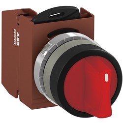 ABB MMS2ISAACRFP410 Selector Switch Kit Red 230VAC 2Position 1NO Illuminated Faston Maintained Short Handle