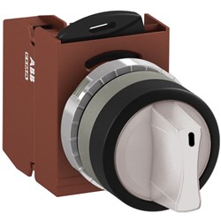 ABB MMS2ISAACWFP110 Selector Switch Kit White 12VAC/DC 2Position 1NO Illuminated Faston Maintained Short Handle