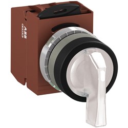 ABB MMS3ILAABCWSP120 Selector Switch Kit White 12VAC/DC 3Position 2NO Illuminated Screw Maintained Long Handle