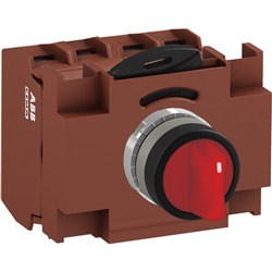 ABB MMS3ISAABCRFP303 Selector Switch Kit Red 110VAC 3Position 3NC Illuminated Faston Maintained Short Handle