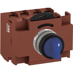 ABB MMS3ISOACBLFP030 Selector Switch Kit Blue 6VAC/DC 3Position 3NO Illuminated Faston Momentary Short Handle