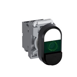 ABB MPDIEGWB411 Illuminated Double Pushbutton Kit Flush/Extended Momentary Green White/Black 110-130VAC/DC 1NO+1NC