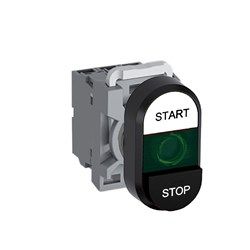 ABB MPDIEGWBS402 Illuminated Double Pushbutton Kit Flush/Extended Green Start/Stop White/Black 110VAC/DC 2NC