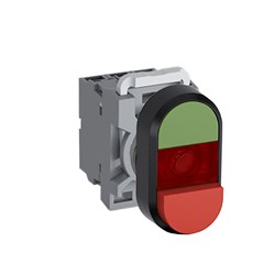 ABB MPDIERGR620 Illuminated Double Pushbutton Kit Flush/Extended Red Green/Red 220VDC 2NO LED Block