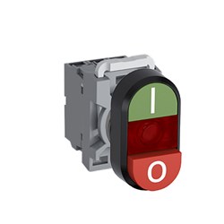 ABB MPDIERGRI102 Illuminated Double Pushbutton Kit Flush/Extended Red I/O Green/Red 24VAC/DC 2NC LED Block