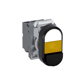 ABB MPDIEYWB611 Illuminated Double Pushbutton Kit Flush/Extended Momentary Yellow White/Black 220VDC 1NO+1NC
