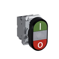 ABB MPDIFCGRI602 Illuminated Double Pushbutton Kit Flush/Flush Clear I/O Green/Red 220VDC 2NC LED Block