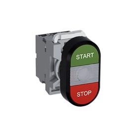 ABB MPDIFCGRS411 Illuminated Double Pushbutton Kit Flush/Flush Clear Green/Red 230VAC/DC 1NO+1NC LED Block