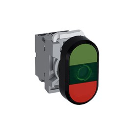 ABB MPDIFGGR620 Illuminated Double Pushbutton Kit Flush/Flush Green Green/Red 220VDC 2NO LED Block