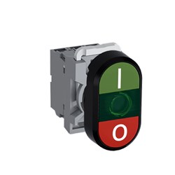 ABB MPDIFGGRI620 Illuminated Double Pushbutton Kit Flush/Flush Green I/O Green/Red 220VDC 2NO LED Block