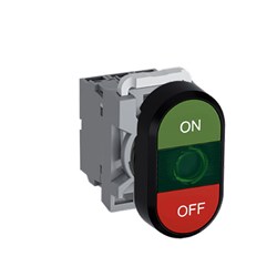 ABB MPDIFGGRO020 Illuminated Double Pushbutton Kit Flush/Flush Green On/Off Green/Red 12VAC/DC 2NO LED Block
