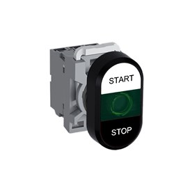ABB MPDIFGWBS420 Illuminated Double Pushbutton Kit Flush/Flush Green Start/Stop White/Black 110VAC/DC 2NO