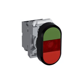 ABB MPDIFRGR102 Illuminated Double Pushbutton Kit Flush/Flush Red Green/Red 24VAC/DC 2NC LED Block