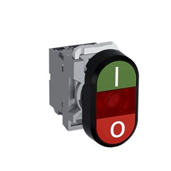 ABB MPDIFRGRI420 Illuminated Double Pushbutton Kit Flush/Flush Red I/O Green/Red 110VAC/DC 2NO LED Block