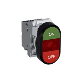 ABB MPDIFRGRO011 Illuminated Double Pushbutton Kit Flush/Flush Red On/Off Green/Red 12VAC/DC 1NO+1NC LED Block