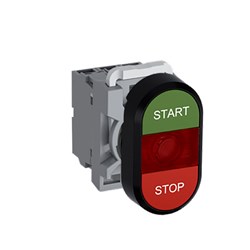 ABB MPDIFRGRS702 Illuminated Double Pushbutton Kit Flush/Flush Red Start/Stop Green/Red 230VAC/DC 2NC LED Block
