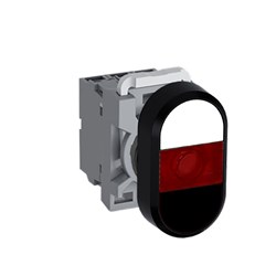 ABB MPDIFRWB411 Illuminated Double Pushbutton Kit Flush/Flush Momentary Red White/Black 110-130VAC/DC 1NO+1NC
