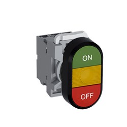 ABB MPDIFYGRO702 Illuminated Double Pushbutton Kit Flush/Flush Yellow On/Off Green/Red 230VAC/DC 2NC LED Block