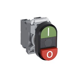 ABB MPDNEBGRI11 Non-Illuminated Double Pushbutton Kit Flush/Extended I/O Green/Red 1NO+1NC