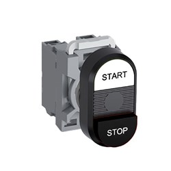 ABB MPDNEBWBS02 Non-Illuminated Double Pushbutton Kit Flush/Extended Start/Stop White/Black 2NC