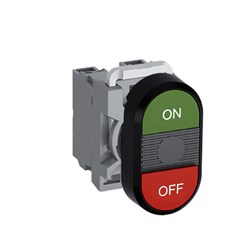 ABB MPDNFBGRO02 Non-Illuminated Double Pushbutton Kit Flush/Flush On/Off Green/Red 2NC