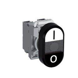 ABB MPDNFBWBI20 Non-Illuminated Double Pushbutton Kit Flush/Flush I/O White/Black 2NO