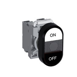 ABB MPDNFBWBO11 Non-Illuminated Double Pushbutton Kit Flush/Flush On/Off White/Black 1NO+1NC