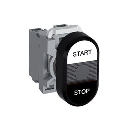 ABB MPDNFBWBS20 Non-Illuminated Double Pushbutton Kit Flush/Flush Start/Stop White/Black 2NO