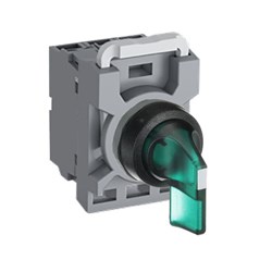 ABB MPS2ILAACG620 Selector Switch Kit Green 220VDC 2Position 2NO Illuminated Maintained Long Handle Plastic