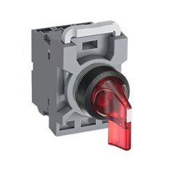 ABB MPS2ILABCR411 Selector Switch Kit Red 110VAC 2Position 1NO+1NC Illuminated Maintained Long Handle Plastic