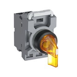 ABB MPS2ILOCBY610 Selector Switch Kit Yellow 220VDC 2Position 1NO Illuminated Momentary Long Handle Plastic