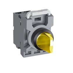 ABB MPS2ISOCBY601 Selector Switch Kit Yellow 220VDC 2Position 1NC Illuminated Momentary Short Handle Plastic C B