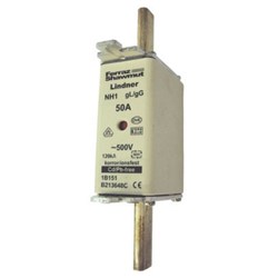 Mersen NHG1-050 Blade Type Fuse Link 50A 500VAC NH1 29.5mm 120kA For: NH1 Bases and Disconnects