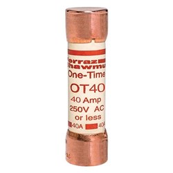 Mersen OT40 Fast-Acting General Purpose Fuse 40A 250VAC/DC Class K5 0.81 in Dia x 3 in L Ferrule Terminal