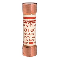 Mersen OT60 Fast-Acting General Purpose Fuse 60A 250VAC/DC Class K5 0.81 in Dia x 3 in L Ferrule Terminal
