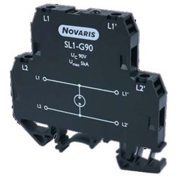 Novaris SL1-G90 Slimline Signal Line Protector 5kA 90VDC Screw Cage Universal TS32/TS35 Rail Mount 62mm H