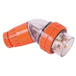 IPD W66AP440 Angled Plug 4 Round-Pin 3-Ph 40A 500VAC/DC IP66 Polycarbonate
