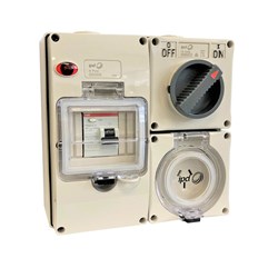 IPD W66SS310RCA Switched Outlet 3 Flat-Pin 1-Ph 10A 240VAC/DC TypeA IP66 Polycarbonate