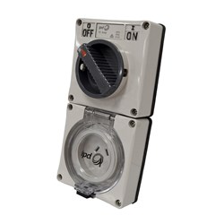 IPD W66SS315LB Switched Outlet 3 Flat-Pin 1-Ph 15A 250VAC/DC IP66 Polycarbonate