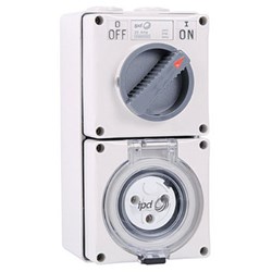 IPD W66SS320 Switched Outlet 2-P 3 Round-Pin 1-Ph 20A 250VAC/DC IP66 Polycarbonate