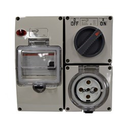 IPD W66SS420RCA Switched Outlet 4 Round-Pin 3-Ph 20A 415VAC/DC TypeA IP66 Polycarbonate