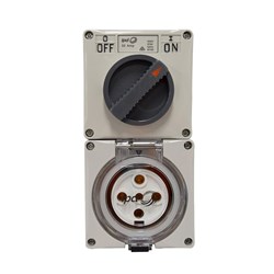 IPD W66SS520LB Switched Outlet 5 Round-Pin 3-Ph 20A 500VAC/DC IP66 Polycarbonate