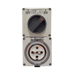 IPD W66SS532 Switched Outlet 3-P 5 Round-Pin 3-Ph 32A 500VAC/DC IP66 Polycarbonate