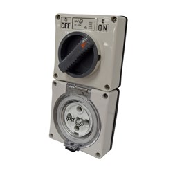 IPD W66SS532LB Switched Outlet 5 Round-Pin 3-Ph 32A 500VAC/DC IP66 Polycarbonate