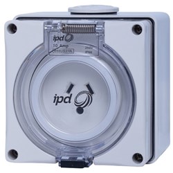 IPD W66US310L Unswitched Socket 3 Flat-Pin 1-Ph 10A 250VAC/DC IP66 Polycarbonate
