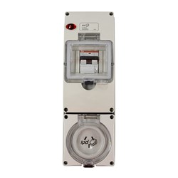 IPD W66US310RCA Unswitched Socket 3 Flat-Pin 1-Ph 10A 250VAC/DC TypeA IP66 Polycarbonate