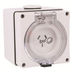 IPD W66US315LB Unswitched Socket 3 Flat-Pin 1-Ph 15A 250VAC/DC IP66 Polycarbonate